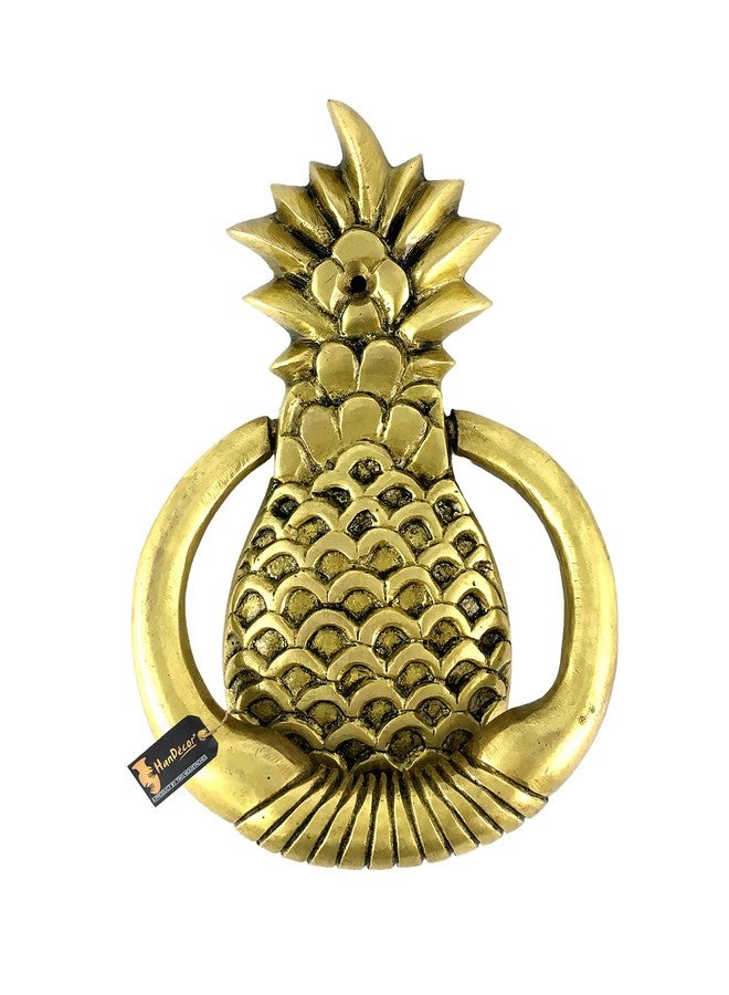 Two Moustaches Pineapple Design Brass Door Knocker - Antique Yellow - Image 1
